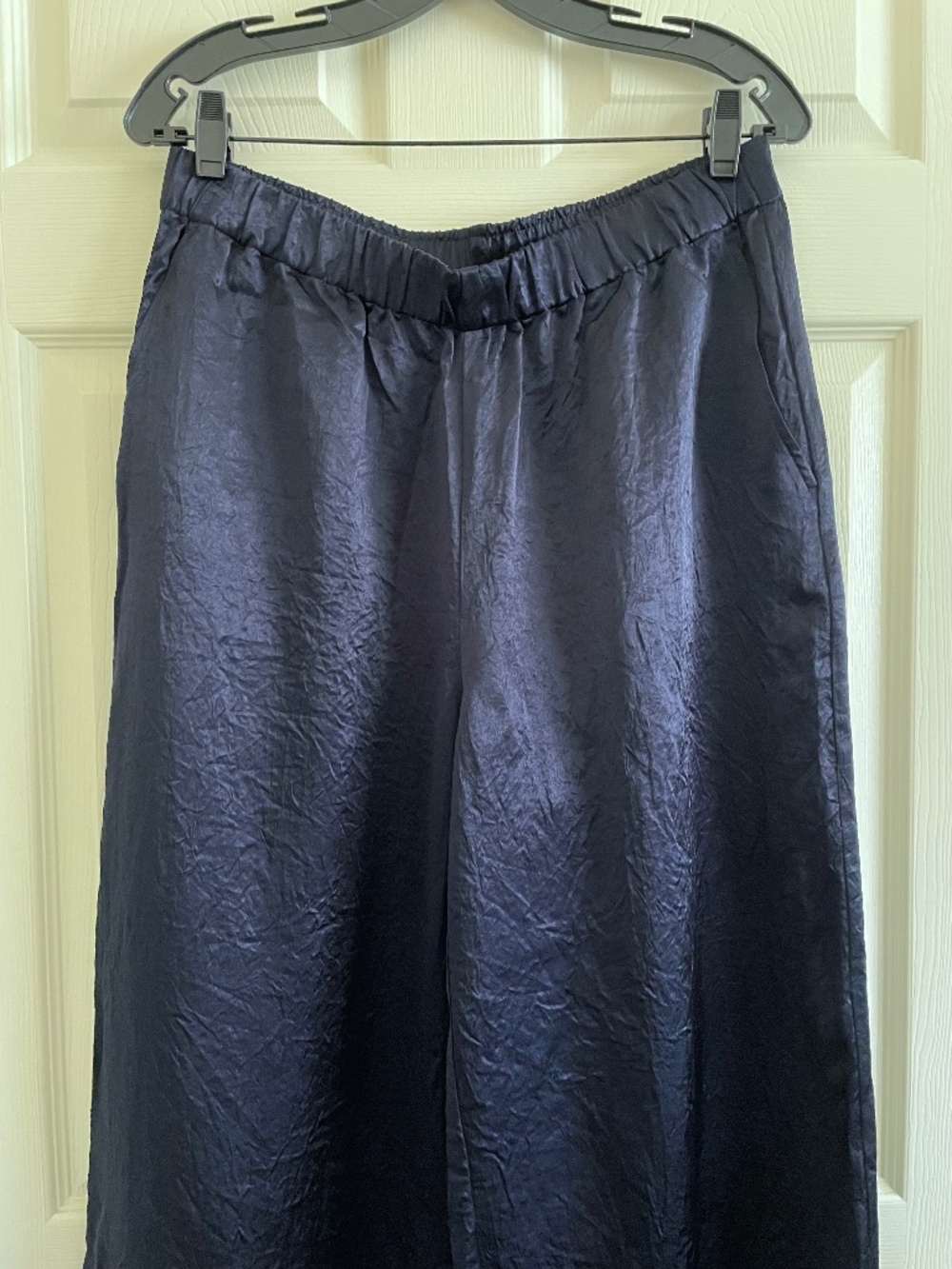 Eileen Fisher Navy Wide-Leg Silk-Blend Pants - Picture 5 of 11
